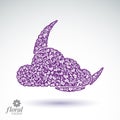 A New Moon behind a cloud beautiful art illustration, floral lullaby conceptual icon Ã¢â¬â sleep time symbol. Floral-patterned moon